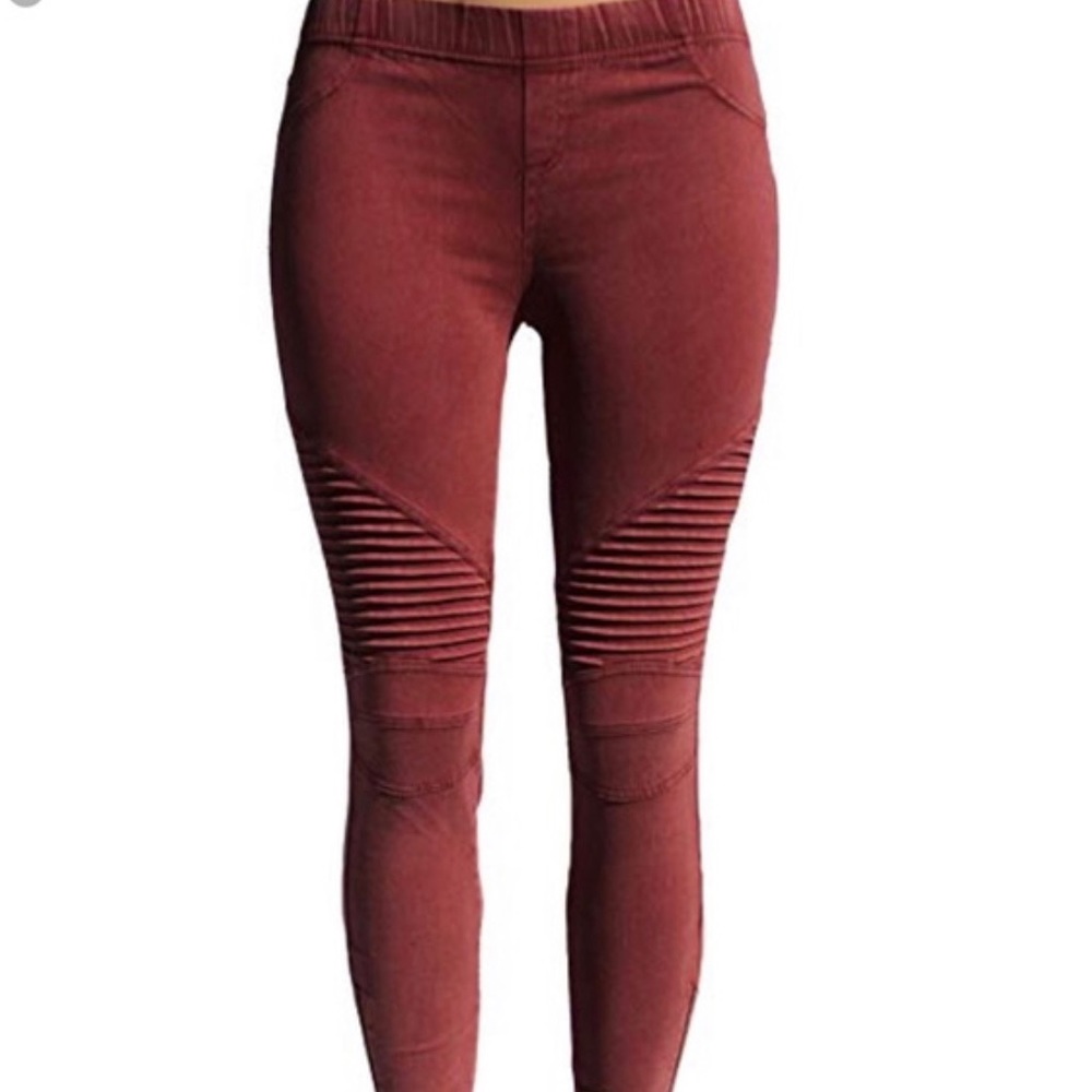 Beulah moto leggings with zippers-faded red